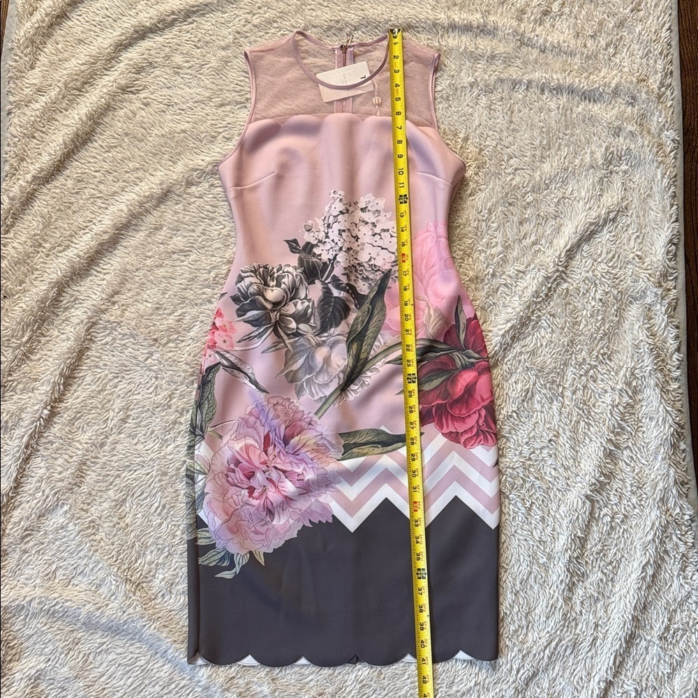 NWT TED BAKER  Arionah Palace Gardens Scallop Dusty Pink dress size 3, size US 8 - Picture 6 of 16